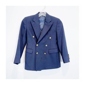 Polo Ralph Lauren Navy Blue Label VTG Military Style Blazer Gold Buttons SZ10Reg